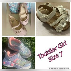 GAP, SKECHERS, White Flower Sandal-Summer Shoe Bundle Toddler Girl 7
